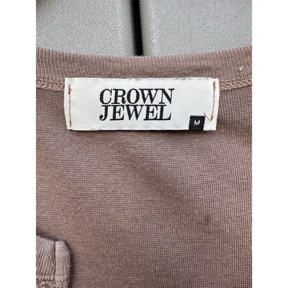 Vintage Y2K Crown Jewel Brown Henley short sleeve Tshirt Sz M Pima Cotton Modal - Picture 8 of 9